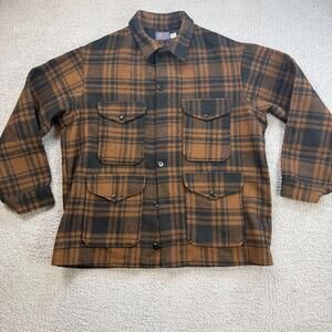 Vintage Pendleton Wool Plaid Cruiser Jacket USA Brown Black Workwear Hunting XL